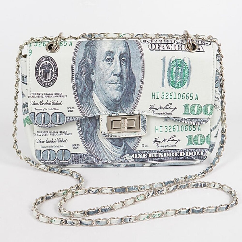 One Hundred Dollar Crossbody Bag/ Money Theme /Ben Franklin- $100 Pattern - NWT